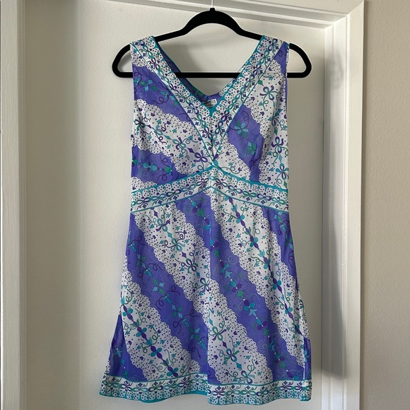 Vintage Emilio Pucci Turquoise and Purple Floral Slip Dress - Picture 1 of 6